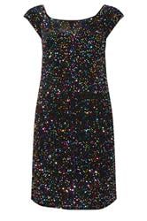 YOURS LONDON Curve Black Rainbow Sequin Velvet Bardot Dress