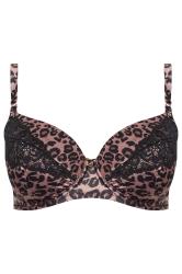 YOURS Plus Size Pink Leopard Print Satin T-Shirt Bra | Yours Clothing 6