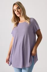 YOURS Plus Size Purple Ribbed Soft Touch T-Shirt | Yours Clothing 3