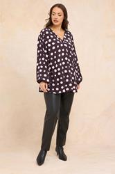 EVANS Plus Size Purple Spot Print Pleated Swing Top | Evans 1