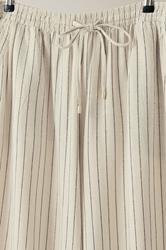 EVANS Plus Size Natural Brown Stripe Print Premium Linen Trousers | Evans 7