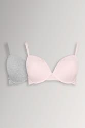 YOURSET 2 PACK Plus Size Pink & Grey Padded Underwired Bras | Yours Clothing 3