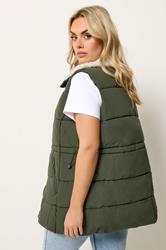 YOURS Plus Size Khaki Green Padded Gilet | Yours Clothing 4