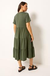 YOURS Plus Size Khaki Green Tiered Maxi Dress | Yours Clothing 2