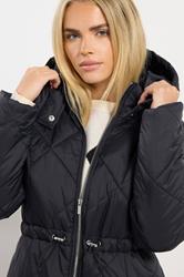 M&Co Petite Black Diamond Quilted Midi Coat | M&Co 4