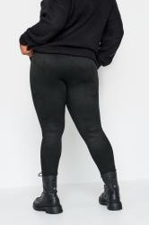 Plus Size Black Faux Suede Stretch High Waisted Leggings | Yours Clothing 2