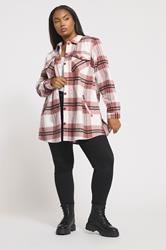 YOURS Plus Size Pink & White Check Shacket | Yours Clothing 1