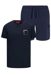 JACK & JONES Big & Tall Navy Blue 'Verner' T-Shirt & Short Set | BadRhino 3