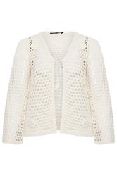 YOURS Curve Ivory White Flower Applique Cardigan