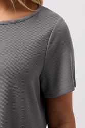 YOURS Plus Size Grey Ribbed Soft Touch T-Shirt | Yours Clothing 4
