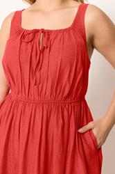 YOURS Plus Size Red Linen Milkmaid Dress | Yours Clothing 4