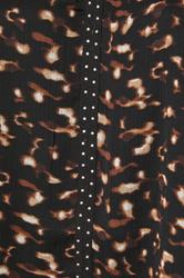 YOURS Plus Size Black & Brown Leopard Print Stud Detail Blouse | Yours Clothing 5