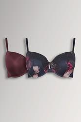 YOURSET 2 PACK Plus Size Navy Blue Floral Print T-Shirt Bras | Yours Clothing 3