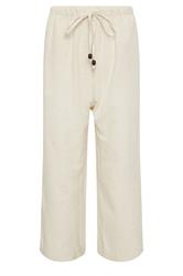 PixieGirl Petite Natural Brown Beaded Linen Wide Leg Trousers