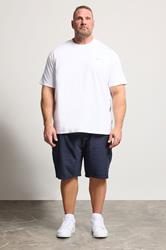 BadRhino Big & Tall Navy Blue Washed Slub Cotton Cargo Shorts | BadRhino 2