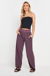 PixieGirl Petite Women's Purple Acid Wash Wide Leg Trousers | PixieGirl 3