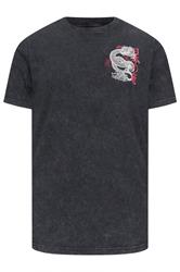 BadRhino Big & Tall Black Extra Long Acid Wash Dragon Graphic T-Shirt | BadRhino 6