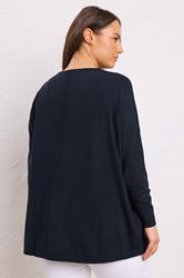 EVANS Plus Size Navy Blue Soft Touch Front Seam Jumper | Evans 4