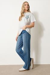 LTS Tall White Cotton 'Breakfast Club' Slogan T-Shirt | Long Tall Sally 1