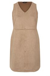 LIMITED COLLECTION Plus Size Beige Brown Faux Suede Pinafore Dress | Yours Clothing 5