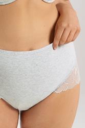 YOURS Curve Grey Marl Lace Back Full Briefs | Yours Clothing 5