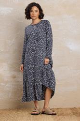 PixieGirl Petite Women's Navy Blue Floral Tiered Maxi Dress | PixieGirl 3
