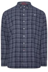 D555 Big & Tall Navy Blue Check Print Long Sleeve Shirt