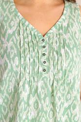 EVANS Plus Size Green Ikat Print Sleeveless Henley Top | Evans 5