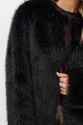 LTS Tall Black Faux Fur Collarless Jacket | Long Tall Sally 5