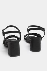 Black Shimmer Floral Block Heel Sandals In Extra Wide EEE Fit | Yours Clothing 4