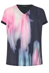 EVANS Curve Navy Blue & Pink Blurred Top