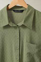 EVANS Plus Size Khaki Green Grown-On Sleeve Blouse | Evans 6