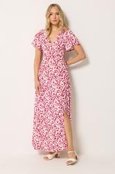 LTS Tall Women's Red Ditsy Floral Wrap Maxi Dress | Long Tall Sally 3