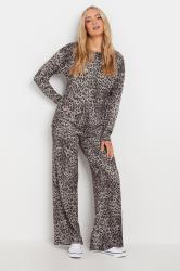 LTS Tall Grey Marl Animal Print Scoop Neck Top | Long Tall Sally 1