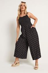 YOURS Plus Size Black Crinkle Metallic Wide Leg Jumpsuit | Yours Clothing 5