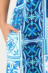 YOURS Plus Size Blue Tile Print Midi Dress | Yours Clothing 4