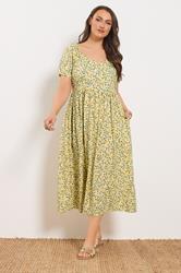 YOURS Plus Size Yellow Lemon Print Maxi Dress | Yours Clothing 3