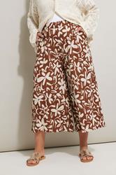 YOURS Plus Size Brown Floral Print Textured Midaxi Culottes | Yours Clothing 3