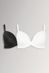 YOURSET 2 PACK Plus Size White & Black Soft Touch Moulded Underwired T-Shirt Bras | Yours Clothing 3