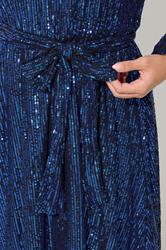 YOURS LONDON Plus Size Blue Sequin Skater Midi Dress | Yours Clothing 4