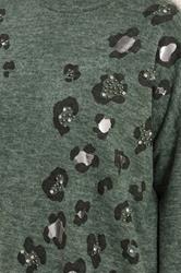 YOURS Plus Size Green Leopard Animal Print Stud Jumper | Yours Clothing 4
