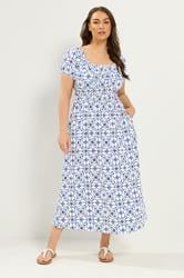YOURS Plus Size White Floral Poplin Bardot Dress | Yours Clothing 3