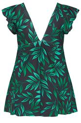 YOURS Plus Size Black Leaf Print Swimdress | Yours Clothing 8