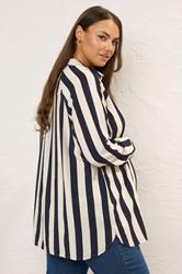 BUMP IT UP MATERNITY Plus Size Navy Blue Stripe Shirt | Yours Clothing 2