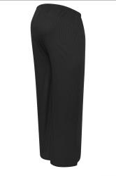 BUMP IT UP MATERNITY Curve Black Premium Modal Ribbed Wide Leg Trousers