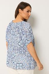 YOURS Plus Size Blue Floral Bardot Top | Yours Clothing 2