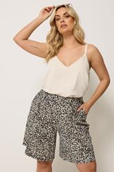 YOURS Plus Size Brown Leopard Textured Shorts | Yours Clothing 3