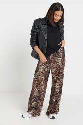 PixieGirl Petite Women's Brown Soft Touch Leopard Print Trousers | PixieGirl 1