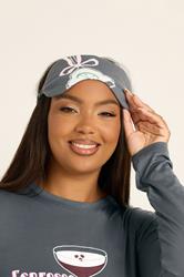 YOURS Plus Size Grey 'Espresso Yourself' Soft Touch Pyjama & Eye Mask Set | Yours Clothing 6