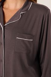M&Co Brown Piped Long Sleeve Jersey Pyjama Set | M&Co 5